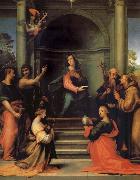 Fra Bartolomeo The Anunciacion, Holy Margarita, Maria Mary magdalene, Pablo, Juan the Baptist, Jeronimo and Francisco oil painting